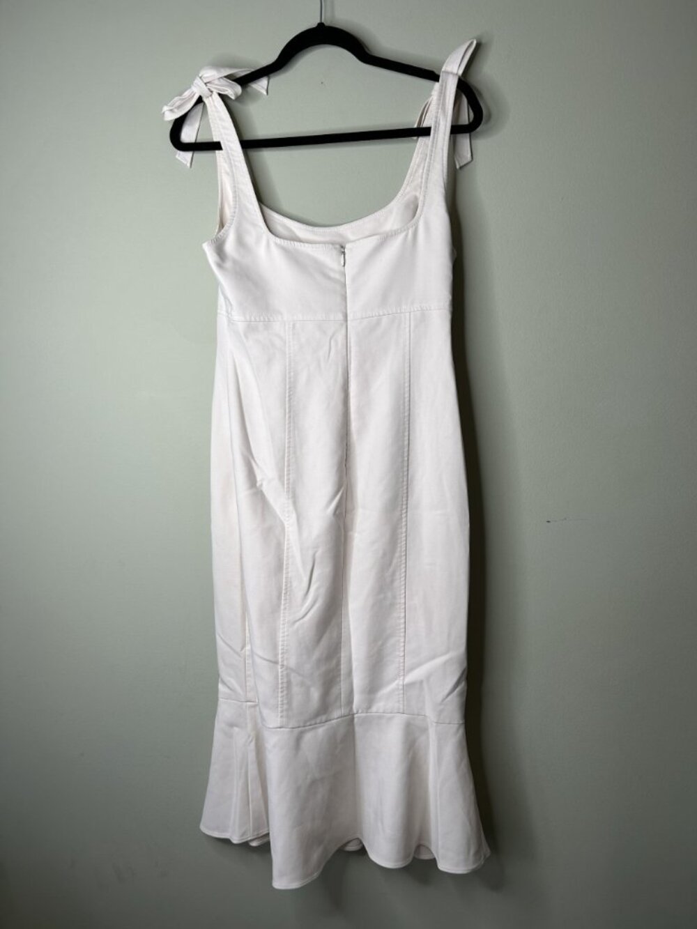 Likely Ellery White Tie Shoulder Ruffle Hem Midi Dress Women's Size 10 - Picture 8 of 8